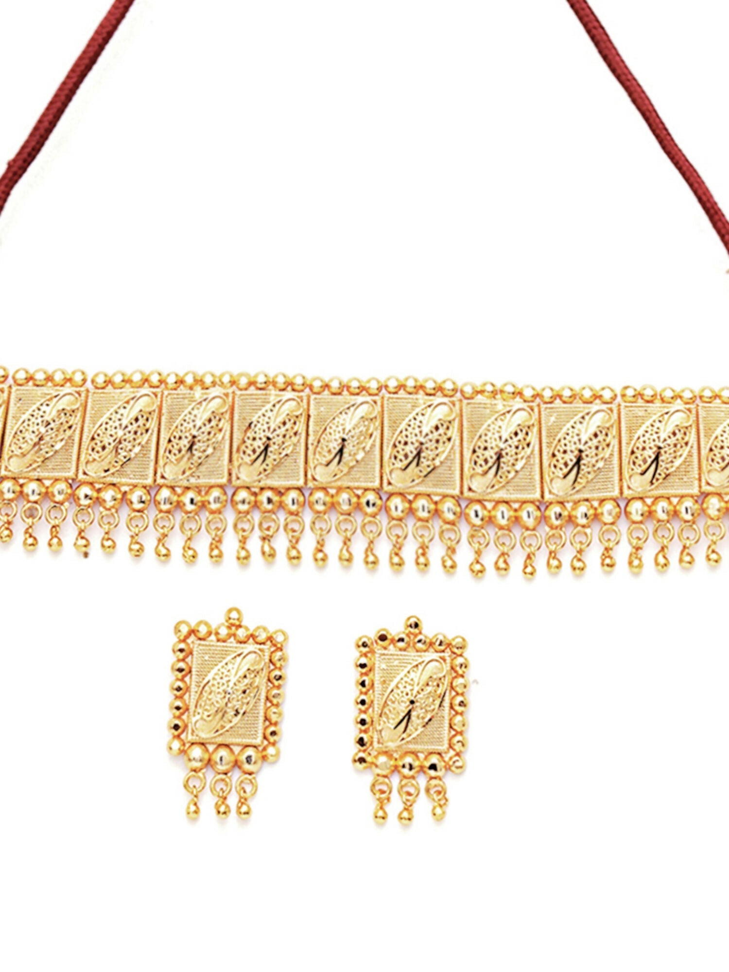 Gold plating jewellery set (Gold) - Ruby Raang