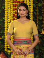 Shree Shyam Fashion Linen Cotton Yellow Saree - Distacart