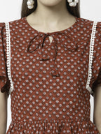 Myshka Printed Half Sleeve Round Neck Casual Cotton Top For Women