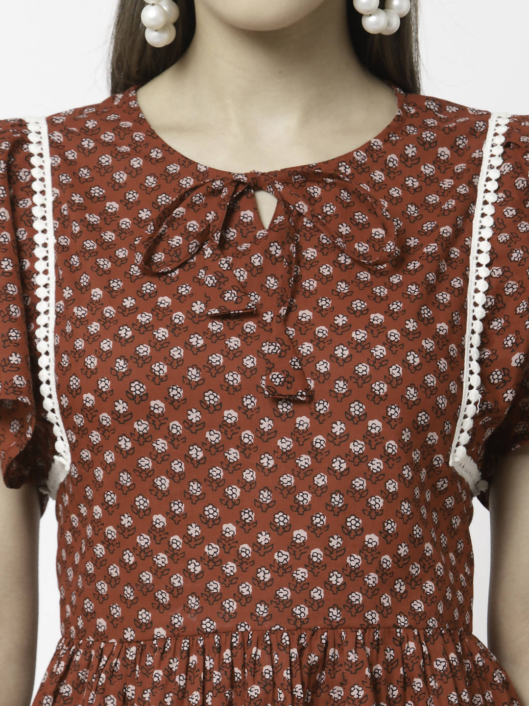 Myshka Printed Half Sleeve Round Neck Casual Cotton Top For Women