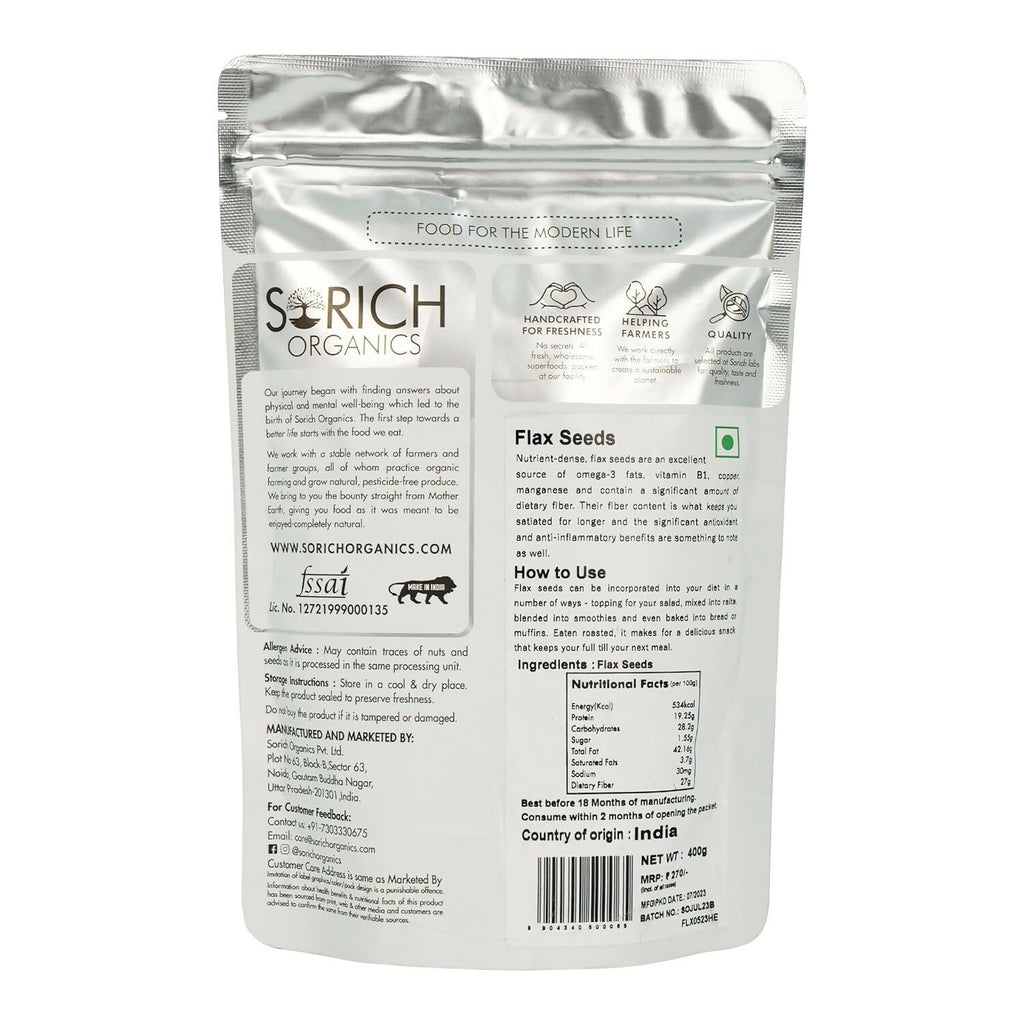 Sorich Organics Flax Seeds - Alsi Seeds - Distacart