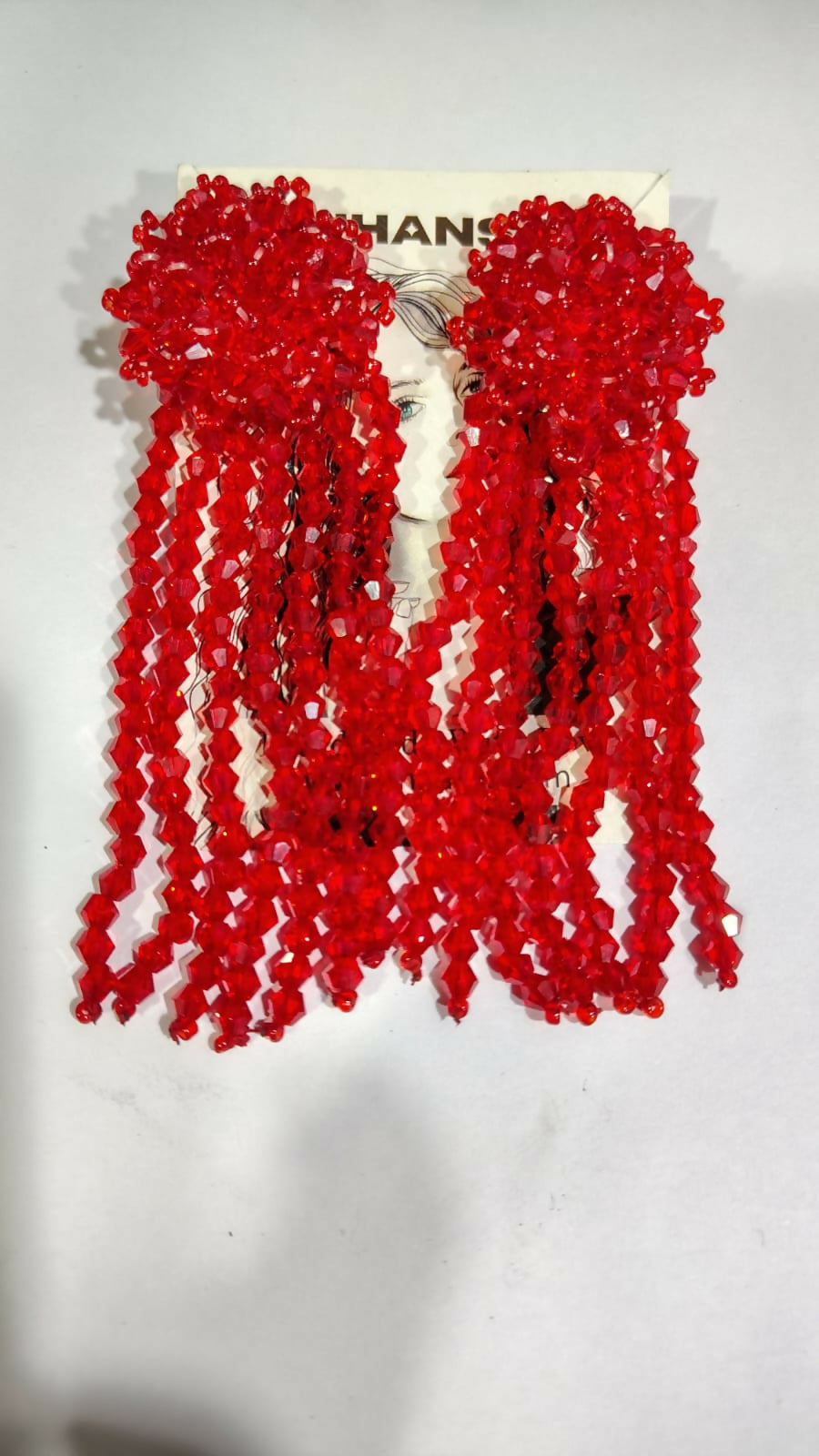 Inhanns Handmade Crystal Waterfall Earrings - Long - Red - Distacart