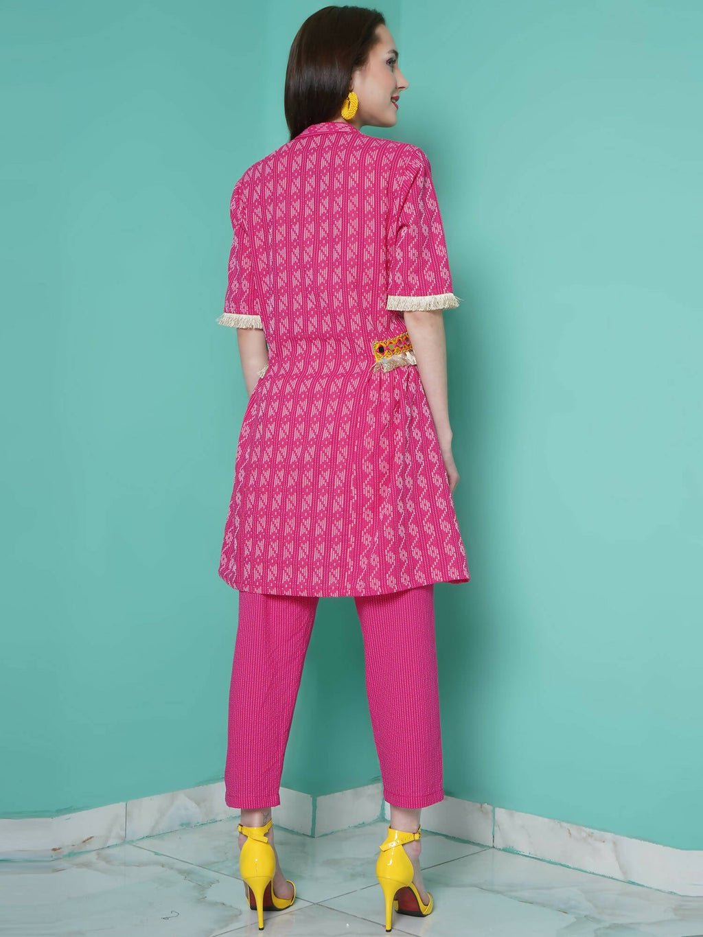 Women Republic Pink Cotton Kantha Kurta Set - Distacart