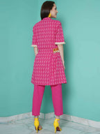 Women Republic Pink Cotton Kantha Kurta Set - Distacart