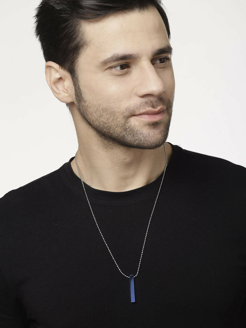 NVR Men Blue Plated Geomatric Pendent With Chain