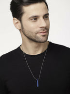 NVR Men Blue Plated Geomatric Pendent With Chain