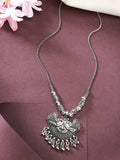 NVR Women's Silver-Toned Peacock Design Pendant with Chain