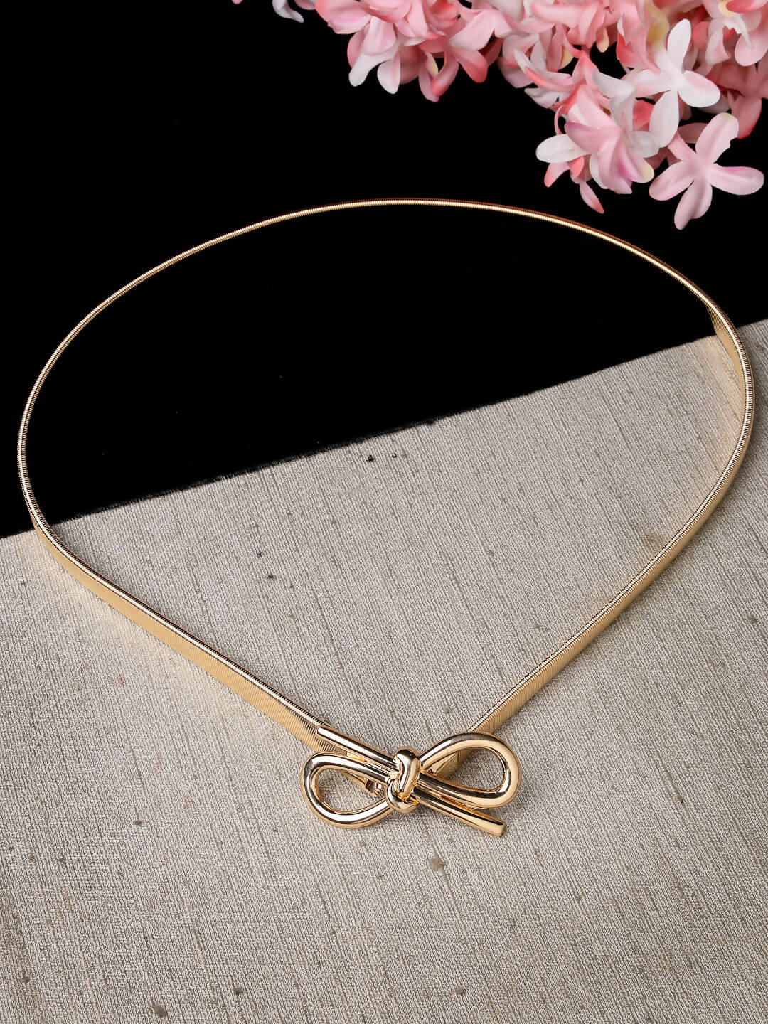 NVR Women Circular Gold-Polished Stretchable Metal Belt