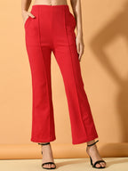 Myshka Women's Pink Solid Top With Trousers
