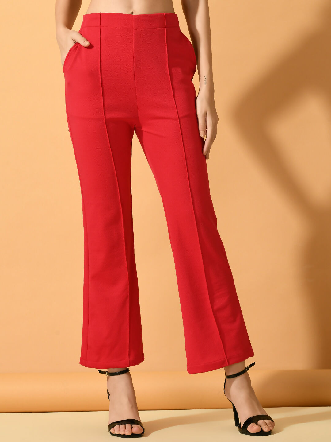 Myshka Women's Pink Solid Top With Trousers