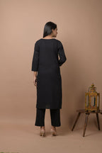 Kaajh Women's Black Solid Sequins Embellished Kurta Pant Set - Distacart