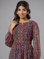 Juniper Women Multi Coloured Chiffon Printed Maxi Dress - Distacart