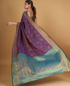 Purple Silk Woven Design Saree With Unstitched Blouse Piece - Akshita