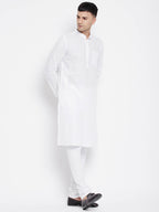 Even Apparels White Pure Cotton Men Kurta With Band Collar - Distacart