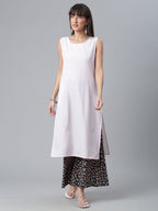 Ahalyaa Light Pink Crepe Solid Kurta And Palazzo Set With Jacket - Distacart