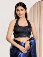 Joban Fashion Navy Blue Cotton Padded Blouse With Square Neck Sleeveless - Distacart