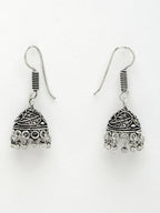 NVR Women's Black Silver-Plated Choke Oxidized Necklace with Jhumka Earrings