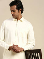 Ramraj Cotton Mens Cotton Cream Colour Full Sleeve Shirt