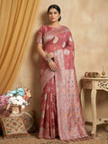 Shree Shyam Fashion Pink Linen Cotton Saree - Distacart