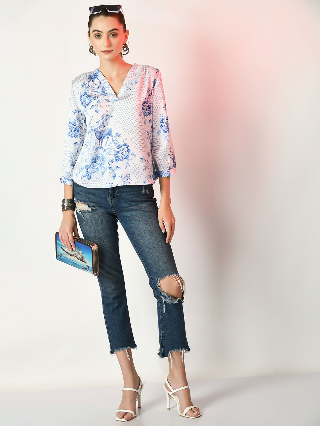 Myshka Women's White Printed Top