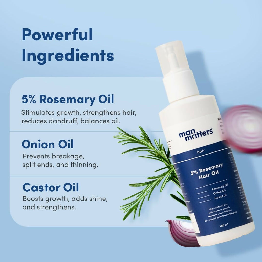 Man Matters Hair Oil With Rosemary, Onion, Bhringraj, Shikkai, Brahmi & Amla Oils