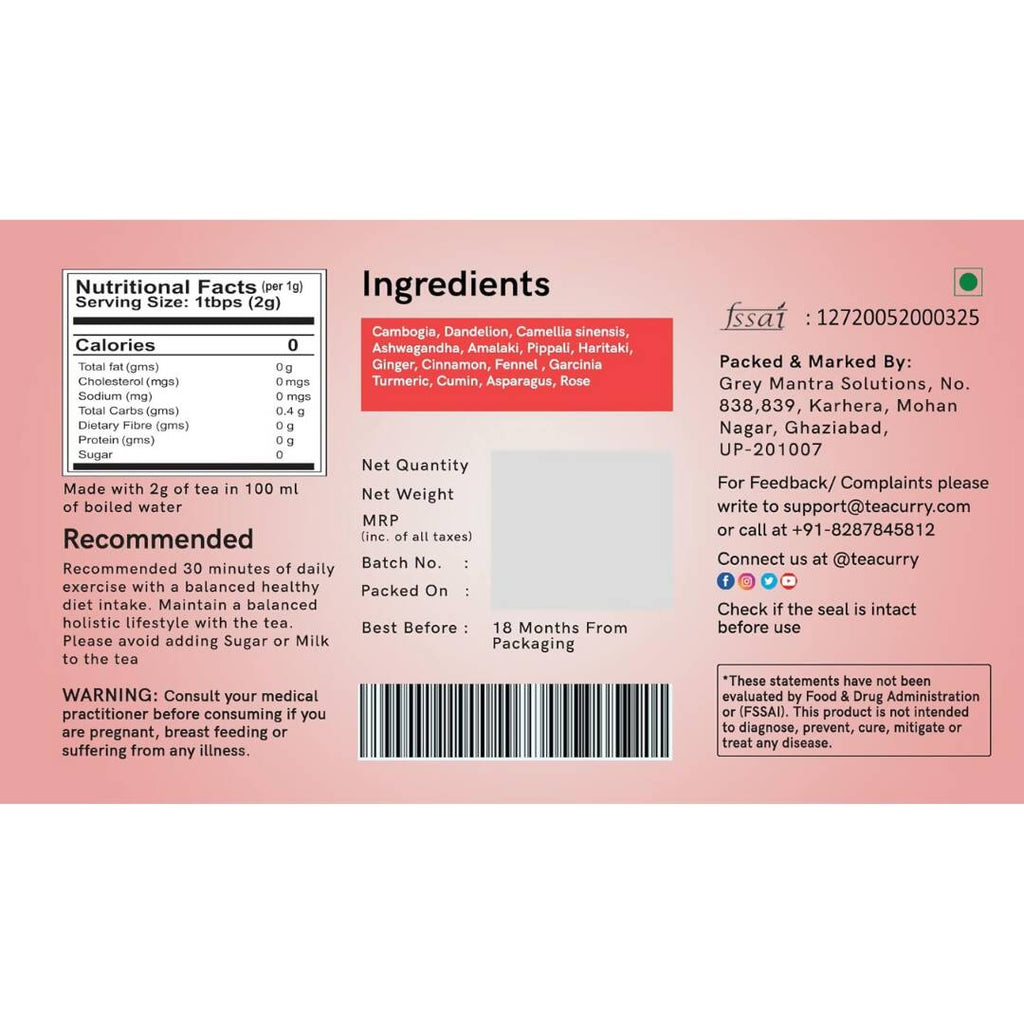 Teacurry Thigh Fat Tea Bags - Distacart