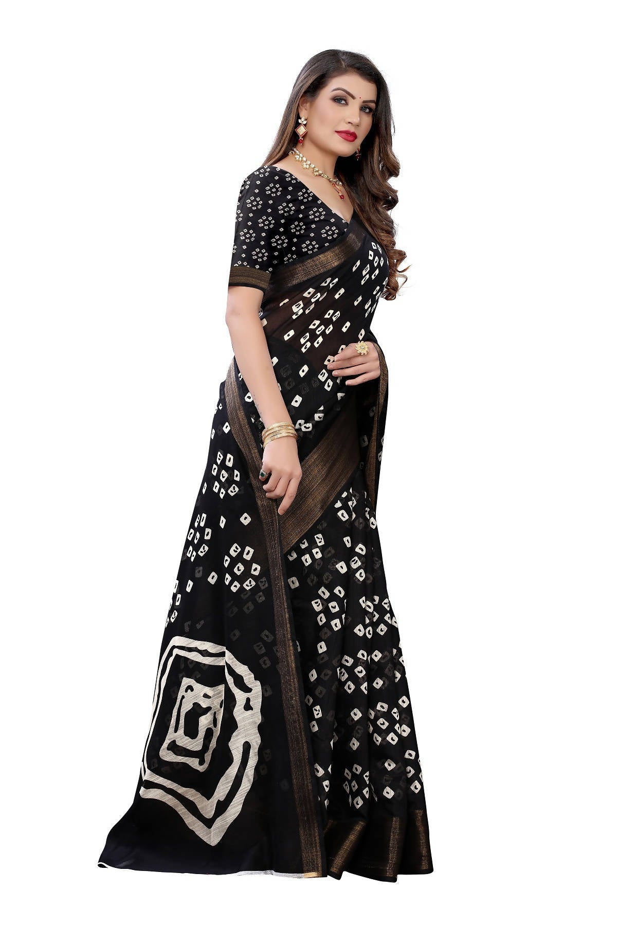Vamika Black Linen Jari Border Saree (RADHIKA BLACK) - Distacart