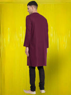 Even Apparels Pure Cotton Maroon Asymetrical Kurta - Maroon