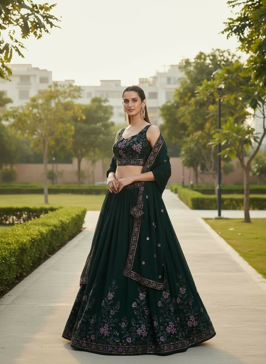 Lehenga Mart Designer Indian Wedding Lehenga Choli-Green - Distacart