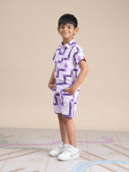 Snakes and Ladders Boys Purple Table Print Shirt and Boxer Set from Siblings Collection