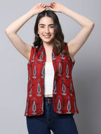 Even Apparels Maroon 100% Viscose Rayon Open Front Gillet - Distacart