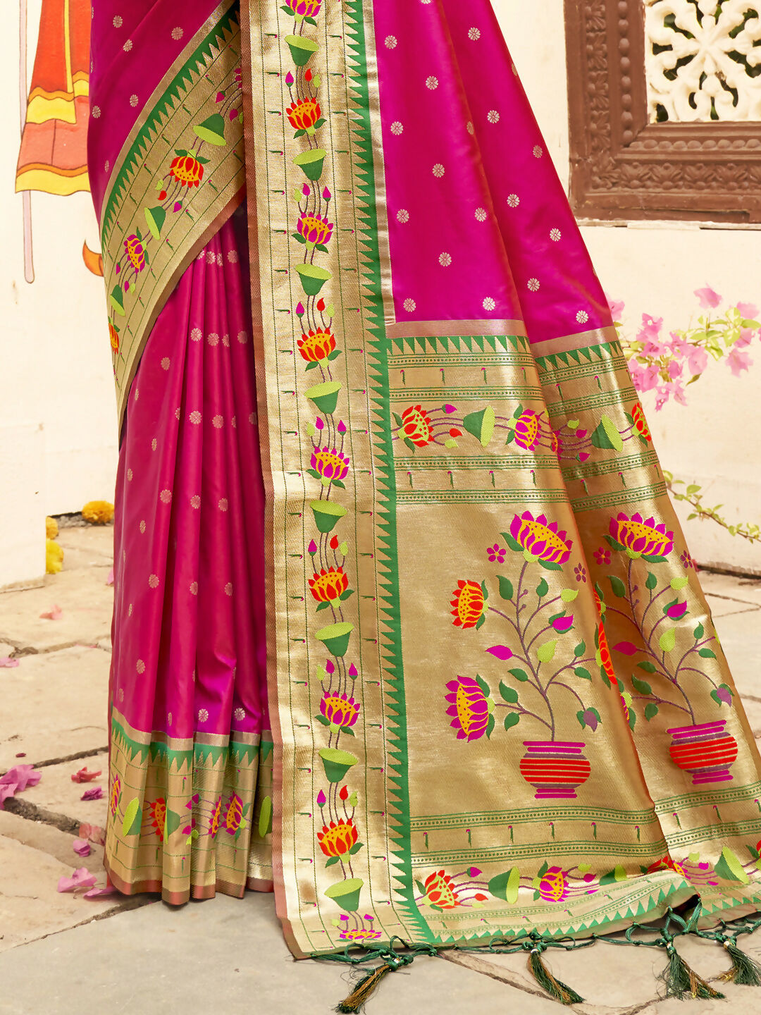 Shree Shyam Fashion Silk Blend Magenta Saree - Distacart