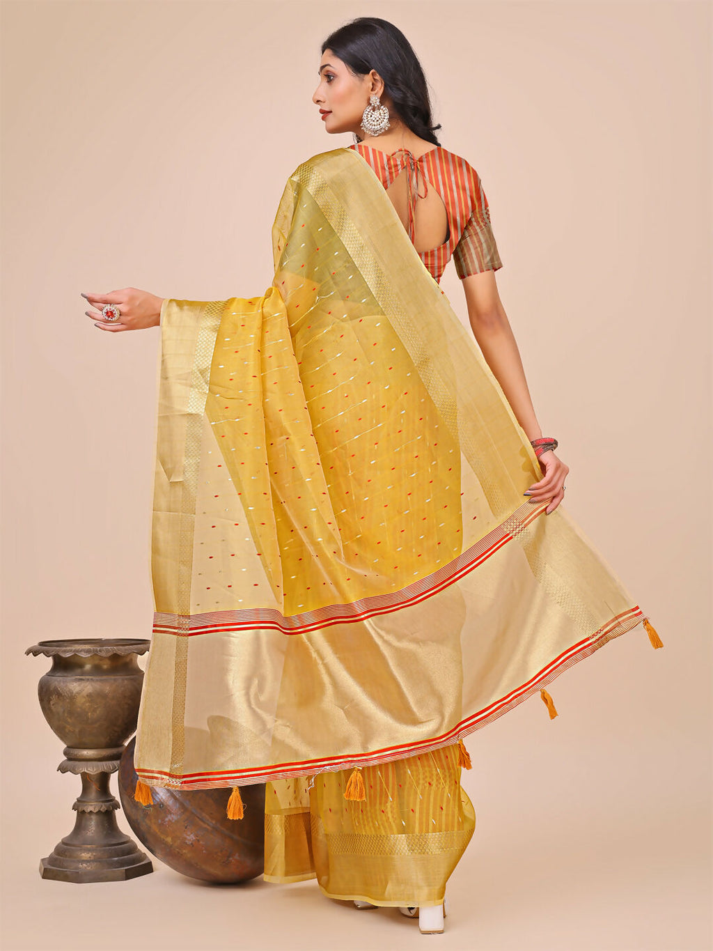 Shree Shyam Fashion Florance Yellow Organza Saree