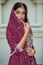 Ethnic Festive Wear Premium Chinon Fabric Wine Stitched Suit With Dupatta-Zeeya
