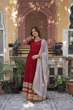 Joban Fashion Red Georgette Sequence Embroidery Work Kurta Set - Distacart