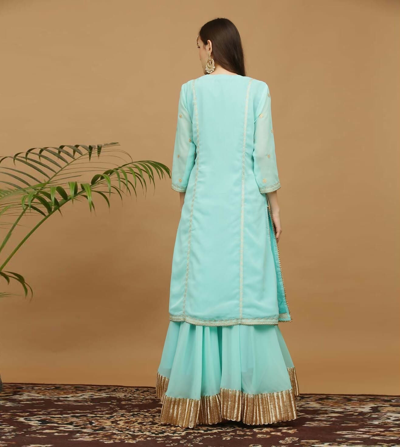 Joban Fashion Turquoise Georgette Lehenga Set