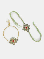 NVR Women & Men Set of 2 Gold Kundan-Studded Handcrafted Wraparound Rakhi Set With Roli Chawal - Distacart