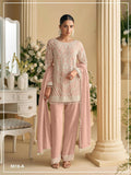 Anaita Peach Georgette Stitched Suit with Embroidered Beads & Sequence Work - Distacart