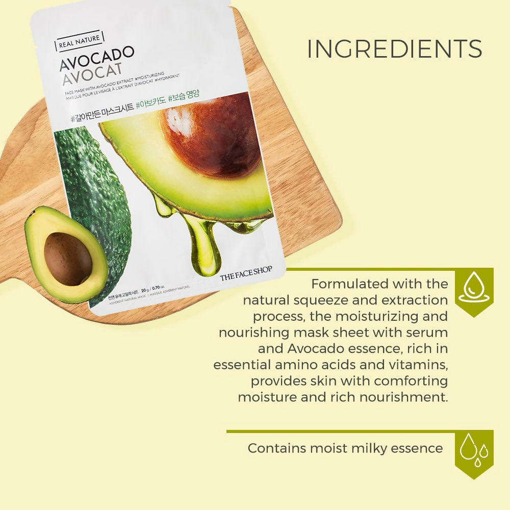 The Face Shop Real Nature Avocado Face Mask - Distacart