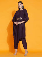 Women Republic Purple Fusion Style Kurta With Hand Embellishment And Pants - Distacart