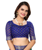 Vamika Blue Georgette Printed With Lace Saree (VERA BLUE) - Distacart
