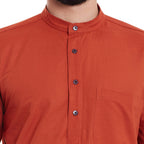 Even Apparels Orange Pure Cotton Men's Kurta With Band Collar - Distacart