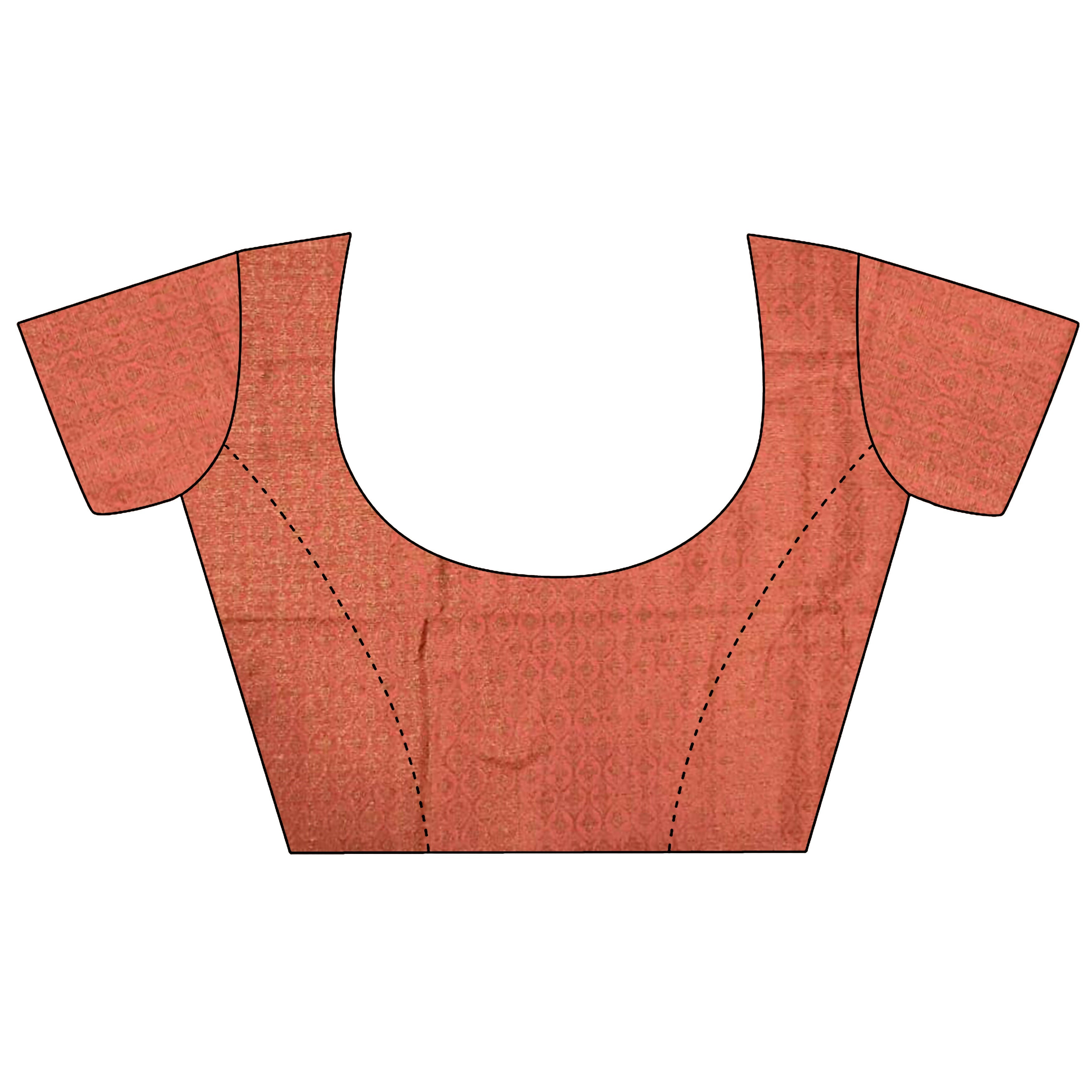 Joban Fashion Peach Banarasi Soft Lichi Silk Checks & Woven Saree - Distacart