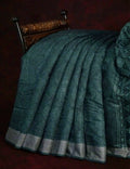 Bottle Green Self Printed Semi Chanderi Saree By Gayathri Reddy Designer Studio - Distacart