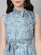 Souchii Grey Floral Chiffon Maxi Dress