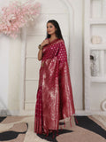 Shree Shyam Fashion Lichi Silk Wine Saree - Distacart