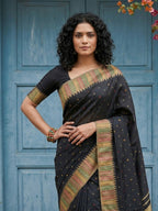 Shree Shyam Fashion Black Silk Blend Saree - Distacart