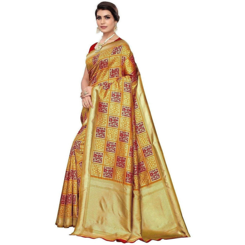 Vamika Banarasi Jaquard Mustard Weaving Saree (Banarasi 22)