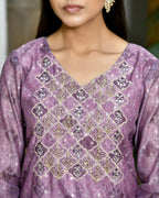 Vaasva Women's Chanderi Printed Suit Set With Pant And Printed Dupatta