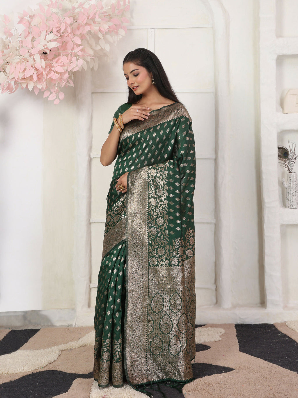 Shree Shyam Fashion Lichi Silk Blue Saree - Distacart